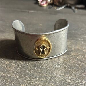 Jewel Kade Silver Cuff with Gold Accent